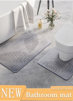 اشتري 2 Pieces Bathroom Rugs Mat Super Soft Water Absorbent Microfiber Non-Slip Quick Drying Bath Tub Mat Toilet Rugs Perfect Bathroom Mats for Bathroom Tub and Shower في السعودية