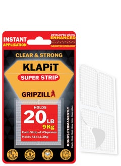 اشتري KLAPiT SUPER STRIP GRIPZILLA - Heavy Duty Double Sided Nano Mounting Tape for Hanging Pictures. Glue-Free Fix for Furniture, Kitchen Accessories, Carpet and Foam, with Four Precut Squares (16pc) في الامارات