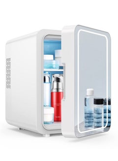 Buy Mini Fridge with Dimmable LED Mirror Cooler and Warmer Mini Fridge for Refrigerating Makeup Skincare and Food for Bedroom Office and Car in Saudi Arabia