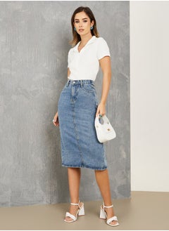 Buy Soli Denim Midi Skirt with Pockets in Saudi Arabia