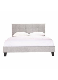 Buy MDF & Chanille Queen Bed Grey  - 150x200x140 cm in Saudi Arabia