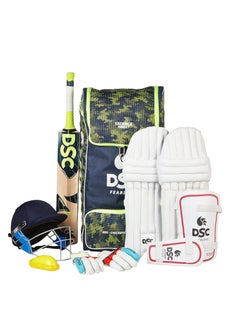 اشتري Premium Complete Cricket Kit With Helmet | Right Hand | Kashmir Willow | Assorted, Size 4 في الامارات