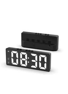 Buy ECVV Digital Alarm Clock, LED Display Mirror Clock, Sound Control Dual Alarm Clocks, Modern Electronic Clock for Bedroom Living Room Office Batteries/USB cable (Black) in UAE