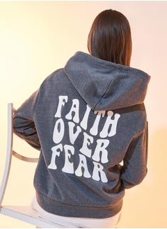 Buy Back Text Print Oversized Hoodie in Saudi Arabia