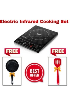 Buy The Ultimate Cooking Set: 2000W Infrared Electric Cooktop with Scratch-Resistant Ceramic Plate, plus a Frying Pan and Cooking Spoon, Free! in UAE