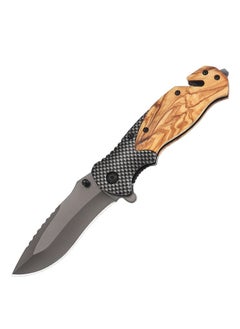 اشتري Camping Survival Stainless Steel Outdoor Knife With High Hardness Solid Wood Handle Folding Knife في السعودية