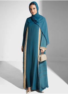 Buy Embellished Lace Detail Abaya in UAE