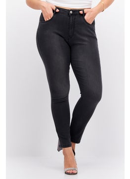 اشتري Women Skinny Fit Mid Waist Stretchable Denim, Washed Black في الامارات