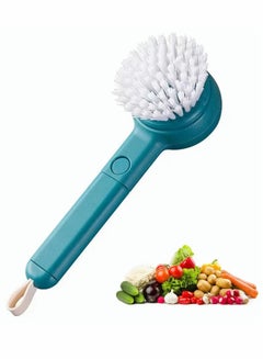 Buy Vegetable Brush, Brush Fruit and Vegetable Scrubber with Peeler Long Handle Kitchen Cleaning Brush for Apple, Carrot, Potato, Veggie, Multifunctional Kitchen Gadgets. 2-in-1 (Blue) in UAE