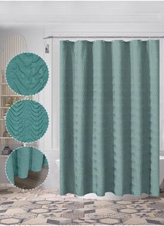 Buy 3D Composite Shower Curtain, Waterproof Design And Polyester Embossed Shower Curtain Green 180x180cm in Saudi Arabia