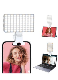 اشتري Phone Light with Cell Phone Clip, 80 LED Selfie Light for iPhone with 3 Lights and Infinite Adjustment Modes, 5000mAh Phone Light Clip for Cell Phones,Laptop, TikTok, Makeup, Live Broadcast(white) في السعودية