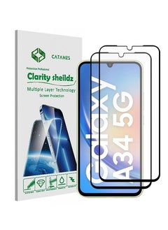 Buy 2 Pack Screen Protector for Samsung Galaxy A34 5G Full Coverage Screen Glass 9H Hardness Anti Fingerprint Scratch in UAE