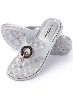 اشتري Embellished Detail Flat Sandals Silver في السعودية