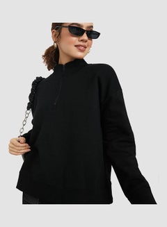 Buy Regular Length High Neck Half Zip Oversized Sweatshirt in Saudi Arabia