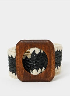 Buy Crochet Wood Look Buckle Mono Belt in Saudi Arabia