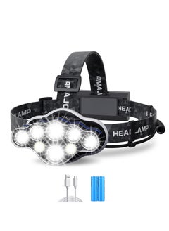 Buy LED Head Torch, Rechargeable Super Bright Headlight,18000 Lumens LED 8 Modes Headlamp, Hands-Free Flashlight for Working, Fishing, Camping, Running IPX5 in Saudi Arabia