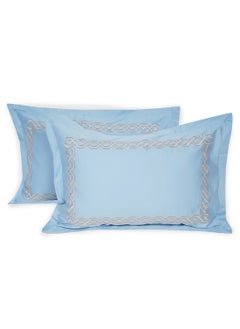 اشتري Luxurious Embroidered 400 Thread Count 100 Percent Cotton Pillow Case Set of 2 في السعودية