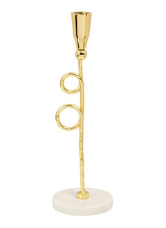 اشتري Lure Taper Candle Holder, Gold & White - 5x33 cm في الامارات