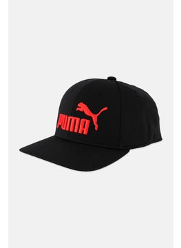 Buy Men Stretchable Fit Embroidered Logo Cap, Black/Red in Saudi Arabia