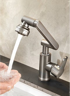 اشتري 1-Set Bathroom 360 Degree Swivel Faucet Set Kitchen Four-Speed Adjustable Hot And Cold Double Control Faucet Grey في الامارات