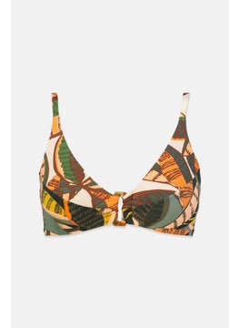 اشتري Women Padded Textured Bikini Top, Sage Green and Coral في السعودية