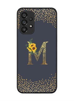 Buy Rugged Black edge case for Samsung Galaxy A53 5G  Slim fit Soft Case Flexible Rubber Edges Anti Drop TPU Gel Thin Cover - Custom Monogram Initial Letter Floral Pattern Alphabet - M (Grey ) in UAE