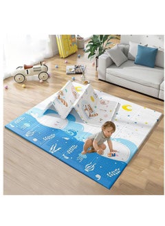 اشتري Baby Play Mat, Foldable Crawling Carpet Puzzle Mat, Educational Kids Activity Rug Blanket Floor Games Toys 200 * 180 * 1cm (Blue) في السعودية