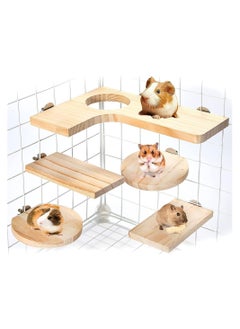 اشتري COOLBABY 5PCS Parrot Hamster Chinchilla Squirrel Springboard Step Set Natural Wooden Pedal Wooden Platform for Small Animal في الامارات