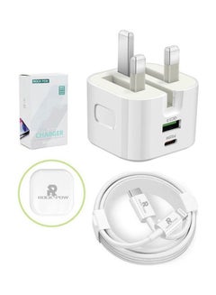 Buy iPhone 14 Charger 20W UK Type C Fast Charger Adapter with Lightning Cable for iPhone 14/14 Pro Max/14 Pro/15 Plus/13/12/11 in Saudi Arabia