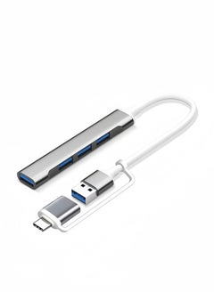 اشتري محول USB C HUB، 4 في 1 مع منفذي USB C و USB 3.0، محطة وصل متعددة الأنواع مع 4 منافذ USB 3.0، محول USB C مناسب لأجهزة MacBook Pro Air iPad من نوع C. في السعودية