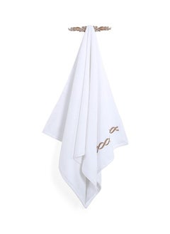 Buy Hotel Chain Embroidery Bath Towel, White & Gold - 500 GSM, 70x140 cm in UAE