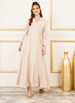 اشتري Satin Box Pleated Collared Maxi Dress في السعودية