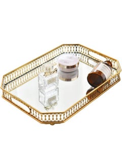 Buy Mirror Tray, Household Dinner Plate, Mirror Storage Tray Metal, Fruit Tray Coffee Table Living Room in Saudi Arabia