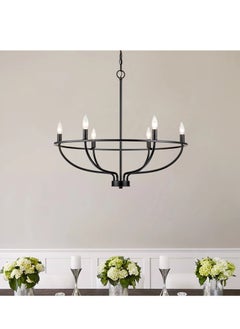 اشتري 6 - Light Dimmable Wagon Wheel Chandelier في السعودية