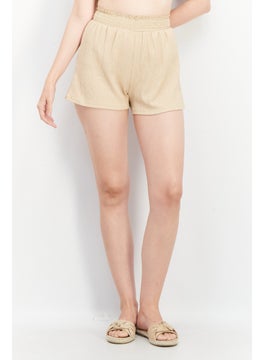 اشتري Women Petite Textured Basic Shorts, Cream في الامارات