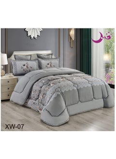 اشتري Comforter Set a Royal Soft and Comfortable Bedspread 6 pieces Two Sheets Two Sides One Floral Face and one Plain face في السعودية