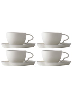 اشتري Set of 4 250ml Ceramic Coffee Cups with Comfortable Handle, Perfect for Coffee, Flat White, Latte, Espresso and Tea في الامارات