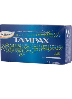 Buy Tampax Super Tampons Feminine Sanitary Pads, 12 Pieces in UAE