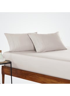 Buy 3-Piece Fitted Sheet Set Cotton Ivory King Size in Saudi Arabia