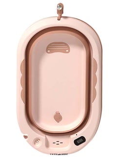 Buy Temperature Controlled Foldable Bathtub With Intelligent Monitoring Thermometer And Baby Head Shampoo Wash Rinse Mug - Pink in Saudi Arabia