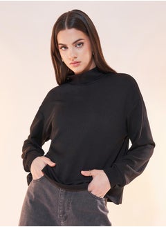 Buy Rib Turtle Neck Boxy Knit Top in Saudi Arabia