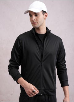 Buy Solid High Neck Front Zip Sweatshirt in Saudi Arabia