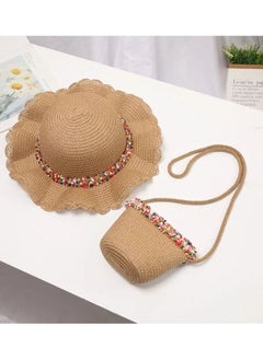 اشتري 2pcs Baby Kids Sun Hat Set for Ultimate Sun Protection, Toddler Sun Hats with Straw Design, Stylish Sun Hat for Baby, Sun Hat Toddler Kids Strawhat, Sun Protection Hat for Girl Child في الامارات