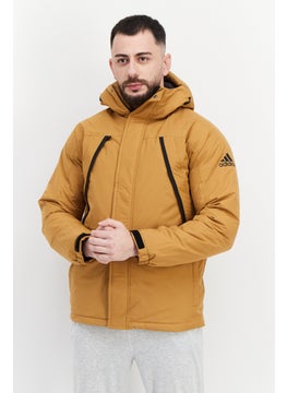 Buy Men Sportswear Fit Hooded Training Jacket, Brown in UAE