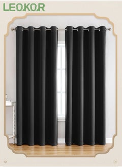 Buy 2 Panels Set Window Coverings Treamtents Drapes Grommet Thermal Darkening Light Blocking Blackout Curtain 100*250CM in Saudi Arabia