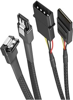 اشتري KabelDirekt 827 0.6m 30cm 4-pin Molex to 15-pin SATA power cable + 60cm 7-pin 3 data 6 Gbit/s angled 90 ° black في مصر