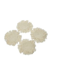 Buy Set of 4 Beige Macrame Coasters in UAE