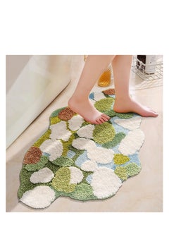 Buy Green Moss Bathroom Rugs, 35.4''x23.6''Microfiber Water Absorbent Aesthetic Green Bathroom Rug, Bath Mat Washable Non Skid Doormats in Saudi Arabia