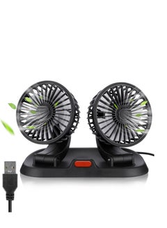 Buy Dual-Head Portable Car Fan, USB Electric Fan, 3 Speeds & 360 Degree Rotation Auto Cooling Car Fan, Suitable for Rear Seat, Car Dashboard, Home, Office in UAE