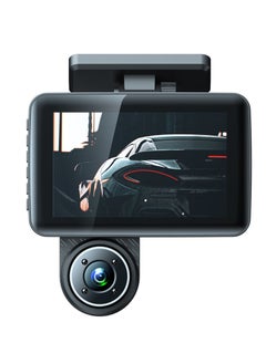 اشتري 3 Cameras Dash Cam 4in Clear Car Rearview Mirror Car Video Recording Camcorder Wide Angle Car Camera Recorder Auto Safety Driving Recorder في السعودية